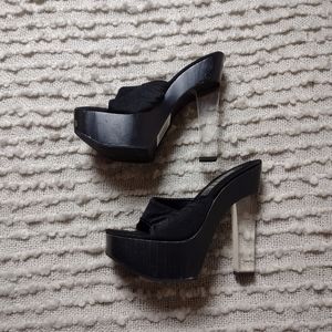 Vintage Y2K clear chunky heel slip on platform sandal